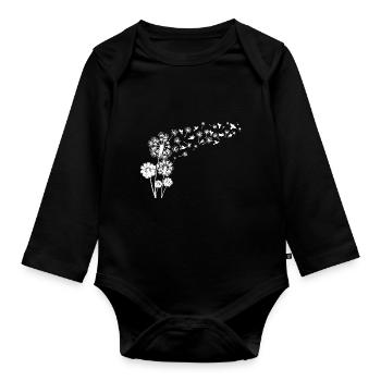 Löwenzahn Vögel Frauen Natur Liebe - Baby Bio-Langarm-Body - Schwarz - Vorne