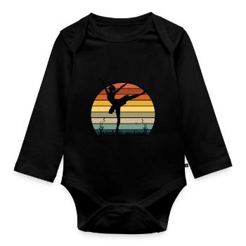 Ballerina Dancer Silhouette Ballet Dancer Retr - Organic Longsleeve Baby Bodysuit - black - Front