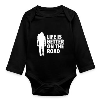 Coole Wanderung Design, Junge Wanderer Geschenk, W - Baby Bio-Langarm-Body - Schwarz - Vorne