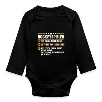 Eishockey Hockeyspieler Hockey - Baby Bio-Langarm-Body - Schwarz - Vorne