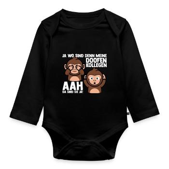 Doofe Kollegen Arbeitsplatz Rente Abschied Arbeits - Baby Bio-Langarm-Body - Schwarz - Vorne