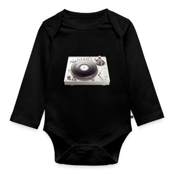 Turntable DJ Vinyl Music - Baby Bio-Langarm-Body - Schwarz - Vorne