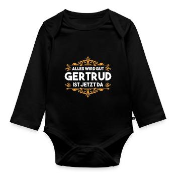Gertrud - Baby Bio-Langarm-Body - Schwarz - Vorne