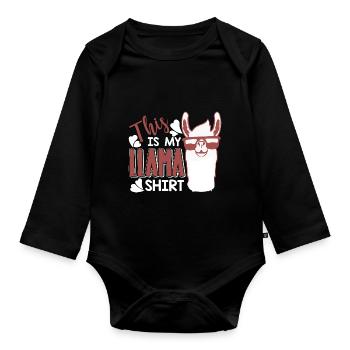 Llama This Is My Llamas - Organic Longsleeve Baby Bodysuit - black - Front