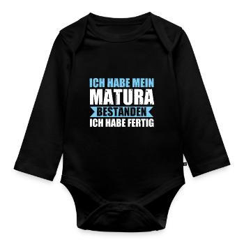 Matura Prüfung Maturant Geschenk - Baby Bio-Langarm-Body - Schwarz - Vorne