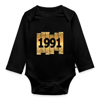 1991 - Organic Longsleeve Baby Bodysuit - black - Front