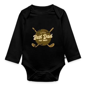 Golf Papa Vatertag Golfen Papa - Baby Bio-Langarm-Body - Schwarz - Vorne
