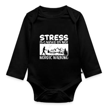 Nordic Walking - Baby Bio-Langarm-Body - Schwarz - Vorne
