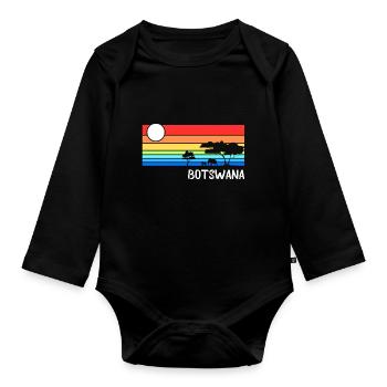 Botswana Afrika Botsuana Savanne Safari Urlaub - Baby Bio-Langarm-Body - Schwarz - Vorne