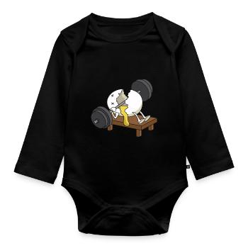 Zerquetschte Eier heben Workout - Baby Bio-Langarm-Body - Schwarz - Vorne