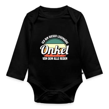 Patenonkel Onkel - Baby Bio-Langarm-Body - Schwarz - Vorne