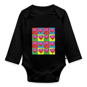 Subway Graffiti Hearts - Organic Longsleeve Baby Bodysuit - black - Front