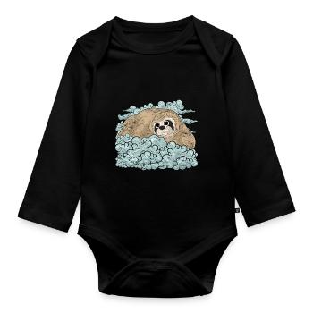 Tropical Animal Gift Cute Clouds Sloth - Organic Longsleeve Baby Bodysuit - black - Front