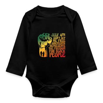 July 4th Didn't Send Me Free - Organic Longsleeve Baby Bodysuit - black - Front