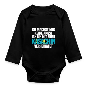 Du machst mir Keine Angst ich bin mit einer Kasach - Baby Bio-Langarm-Body - Schwarz - Vorne
