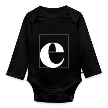 Letter alphabet e - Organic Longsleeve Baby Bodysuit - black - Front