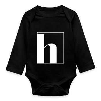 Buchstaben-Alphabet h - Baby Bio-Langarm-Body - Schwarz - Vorne