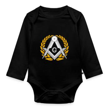 Masonic Freemasonry Fraternal - Baby Bio-Langarm-Body - Schwarz - Vorne