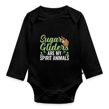 Sugar Gliders Spirit Animals Sugar Glider Owners - Organic Longsleeve Baby Bodysuit - black - Front
