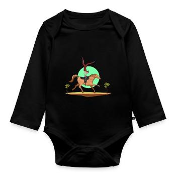 Horse Vaulting - Organic Longsleeve Baby Bodysuit - black - Front