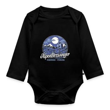 Alpenüberquerung Tegernsee Sterzing Alpenbezwinger - Baby Bio-Langarm-Body - Schwarz - Vorne