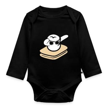 Marshmallow Dabbing Smore Cool Kids Camping - Baby Bio-Langarm-Body - Schwarz - Vorne