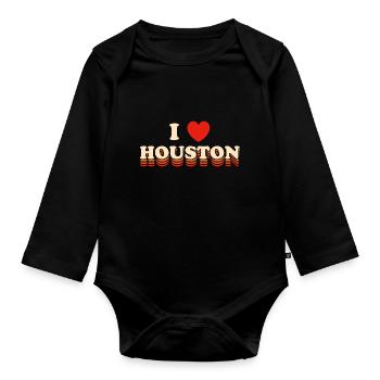 J’adore le design de Houston pour les fiers résidents de Houston - Body Bébé bio manches longues - noir - Devant