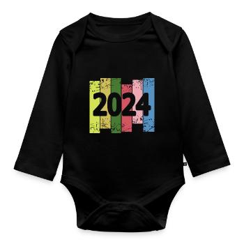 Funny 2024 - Organic Longsleeve Baby Bodysuit - black - Front