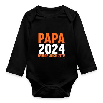 Werdender Papa 2039 - Baby Bio-Langarm-Body - Schwarz - Vorne