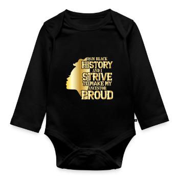 Black History Month Black History - Organic Longsleeve Baby Bodysuit - black - Front