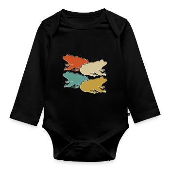 Amphibian Retro Frog Lover Vintage Herpetologist - Organic Longsleeve Baby Bodysuit - black - Front