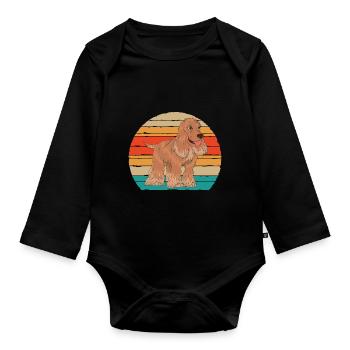 Retro Dog Lover Dogs Gift Cocker Spaniel - Organic Longsleeve Baby Bodysuit - black - Front