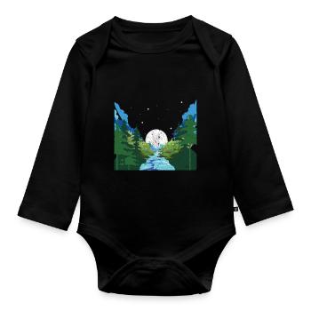 Forest Trees River Gift Full Moon Nature - Body Bébé bio manches longues - noir - Devant