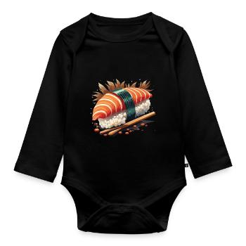 Sushi Passion: Authentic Japanese Sushi - Organic Longsleeve Baby Bodysuit - black - Front