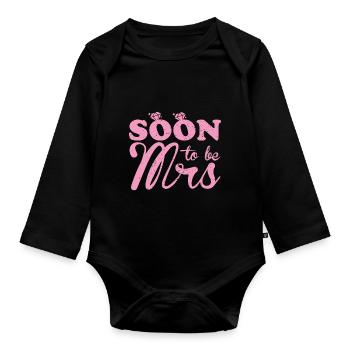 Soon Wife Wedding Gift Funny Bride - Organic Longsleeve Baby Bodysuit - black - Front