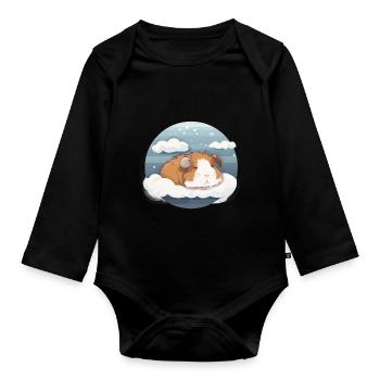 Niedliches Schlafendes Meerschweinchen - Baby Bio-Langarm-Body - Schwarz - Vorne