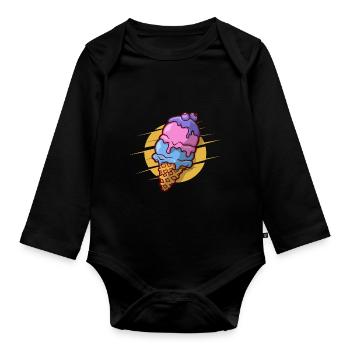 Blaubeere Eis - Baby Bio-Langarm-Body - Schwarz - Vorne