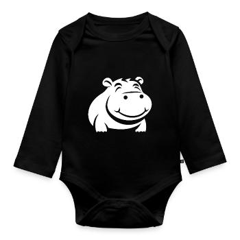 Liebe Kleines Nilpferd - Baby Bio-Langarm-Body - Schwarz - Vorne
