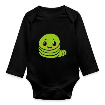 Chenilles insecte Amour petite chenille - Body Bébé bio manches longues - noir - Devant