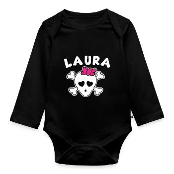 Pirate Laura Design pour Filles et Femmes - Body Bébé bio manches longues - noir - Devant