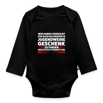 Jugendweihe Jugend Konfirmation Geschenk - Baby Bio-Langarm-Body - Schwarz - Vorne
