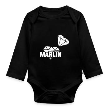 Kostbar Marlin - Baby Bio-Langarm-Body - Schwarz - Vorne