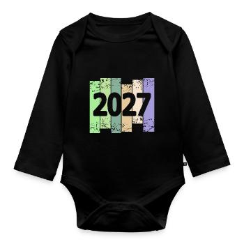 2027 - Organic Longsleeve Baby Bodysuit - black - Front