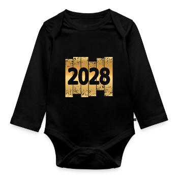 2028 - Organic Longsleeve Baby Bodysuit - black - Front