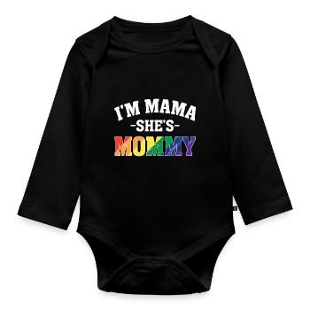Lesbische Mutter Gay Pride Ich bin Mama Sie ist Mama LGBT - Baby Bio-Langarm-Body - Schwarz - Vorne