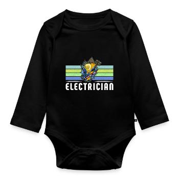 Électricien Électricien Technicien d’éclairage Lampe - Body Bébé bio manches longues - noir - Devant
