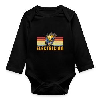 Électricien Électricien Technicien d’éclairage Lampe - Body Bébé bio manches longues - noir - Devant