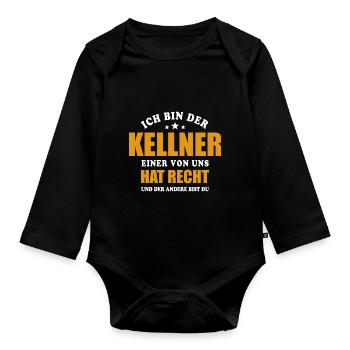 Ich bin der Kellner - einer von uns hat Recht - Baby Bio-Langarm-Body - Schwarz - Vorne