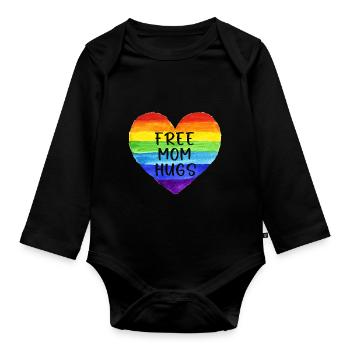 Kostenlose Mama-Umarmungen Shirt Kostenlose Mama-Umarmungen Stolz LGBTQIA - Baby Bio-Langarm-Body - Schwarz - Vorne