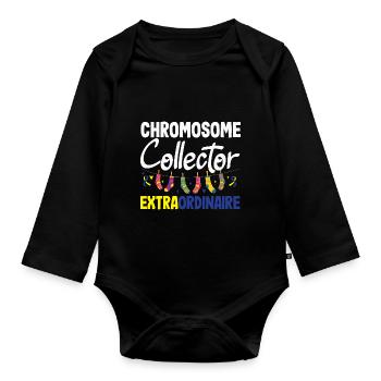 L’amour ne compte pas les chromosomes du syndrome de Down - Body Bébé bio manches longues - noir - Devant